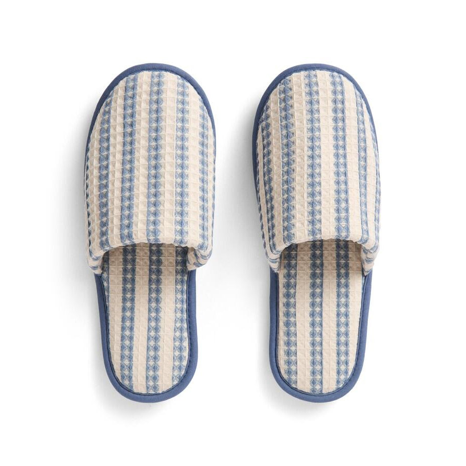 Waffle slippers - Stripe Dusty blue